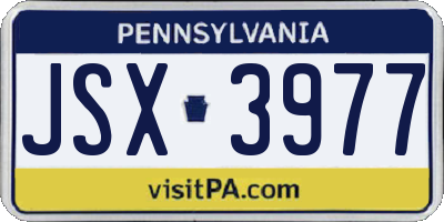 PA license plate JSX3977