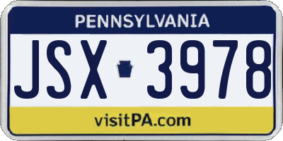 PA license plate JSX3978