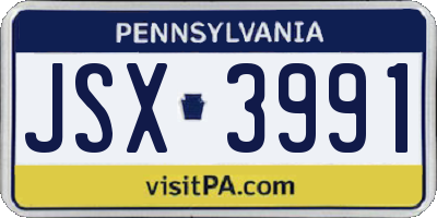 PA license plate JSX3991