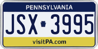 PA license plate JSX3995