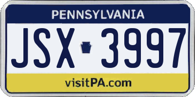 PA license plate JSX3997