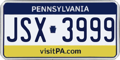 PA license plate JSX3999
