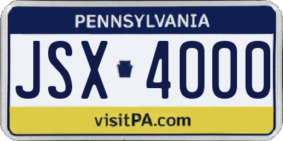 PA license plate JSX4000