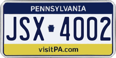 PA license plate JSX4002