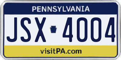 PA license plate JSX4004