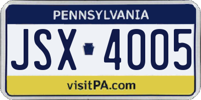 PA license plate JSX4005