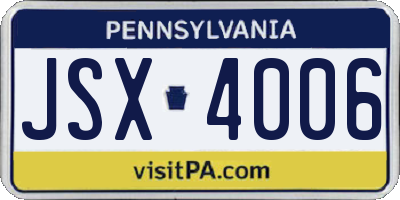 PA license plate JSX4006