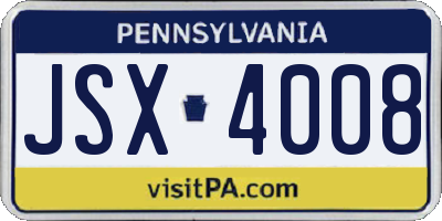 PA license plate JSX4008