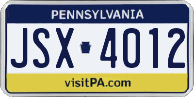 PA license plate JSX4012