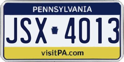 PA license plate JSX4013