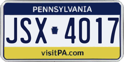 PA license plate JSX4017