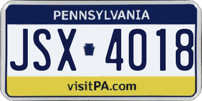 PA license plate JSX4018