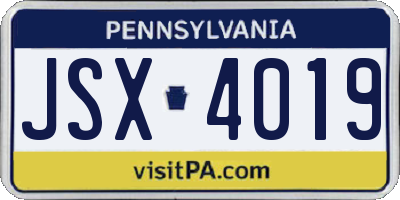 PA license plate JSX4019