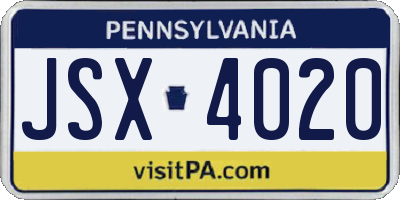 PA license plate JSX4020