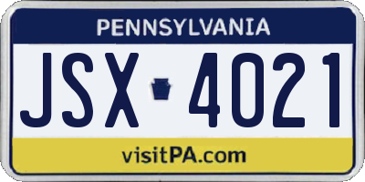 PA license plate JSX4021
