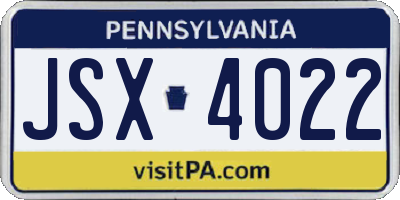 PA license plate JSX4022