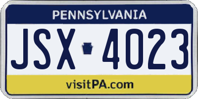 PA license plate JSX4023
