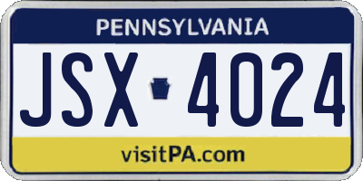 PA license plate JSX4024