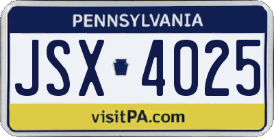 PA license plate JSX4025