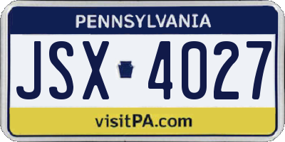 PA license plate JSX4027