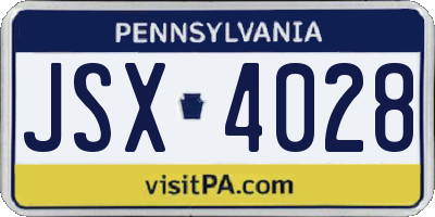 PA license plate JSX4028