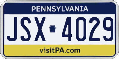 PA license plate JSX4029