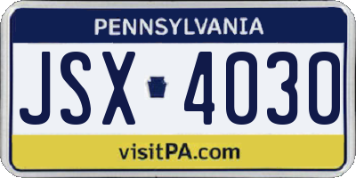 PA license plate JSX4030