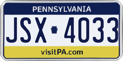 PA license plate JSX4033