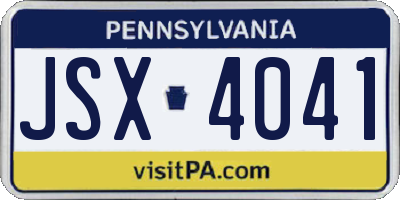 PA license plate JSX4041