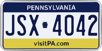 PA license plate JSX4042