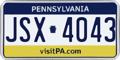 PA license plate JSX4043