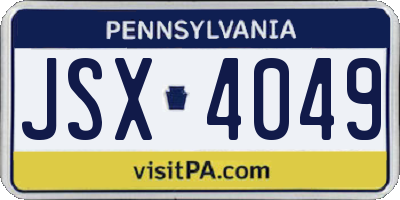 PA license plate JSX4049