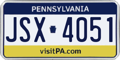 PA license plate JSX4051