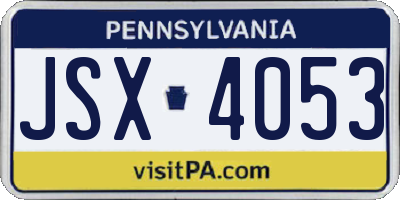 PA license plate JSX4053