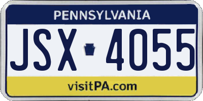 PA license plate JSX4055