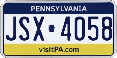 PA license plate JSX4058