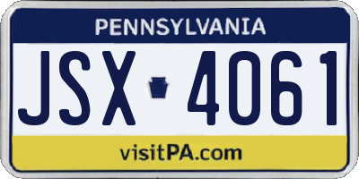 PA license plate JSX4061