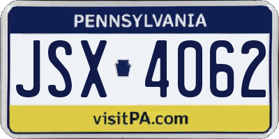 PA license plate JSX4062