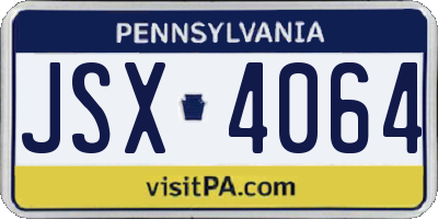 PA license plate JSX4064