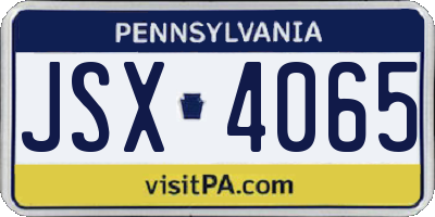 PA license plate JSX4065