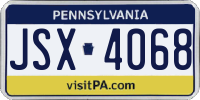 PA license plate JSX4068