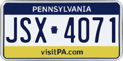 PA license plate JSX4071
