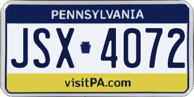 PA license plate JSX4072