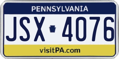 PA license plate JSX4076