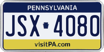 PA license plate JSX4080