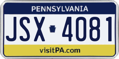 PA license plate JSX4081