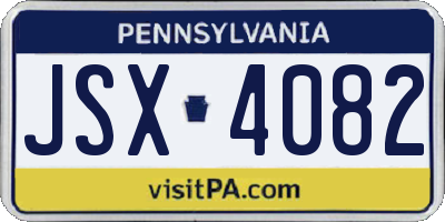 PA license plate JSX4082