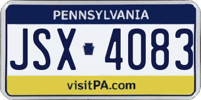 PA license plate JSX4083