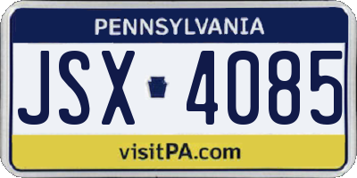 PA license plate JSX4085