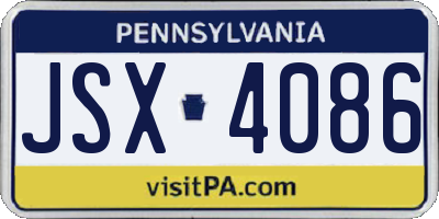 PA license plate JSX4086